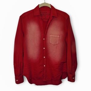 Frank & Eileen Famous Denim Eileen Shirt XS Red Distressed Stone Washed
